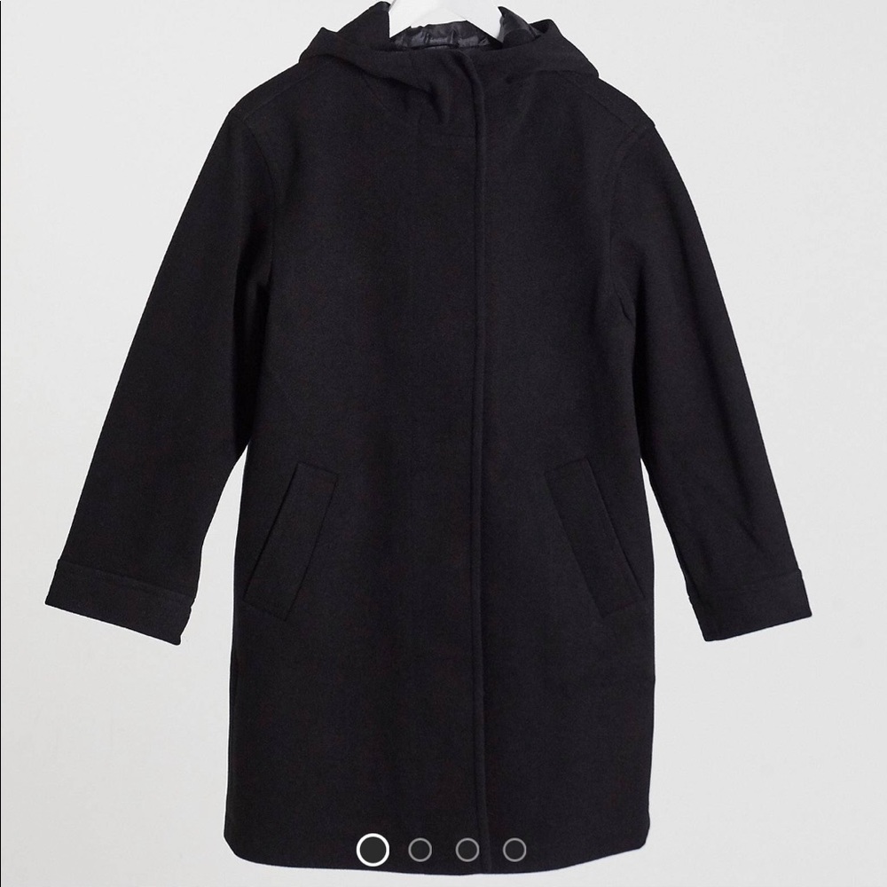 ASOS petite black textured hooded Coat Jacket